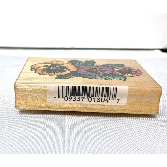 Comotion Rubber Stamps #1804 PANSIES Wood Mounted Rubber Stamp Vintage 1995 - Picture 4 of 6